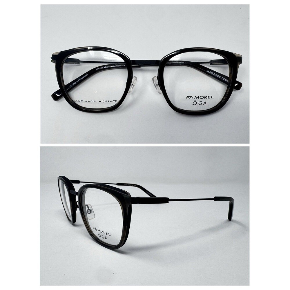 Morel OGA 10172O 50-22-145 Handmade Acetate Eyeglass Frames Black Gray France